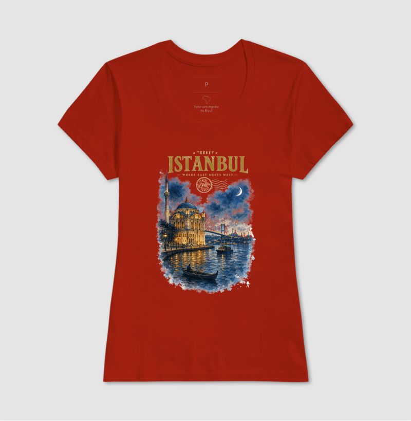 Camiseta Istanbul Turkey Where East Meets West | Aquarela Mesquita Bósforo | Colecao Fashion Travel - Imagem 14