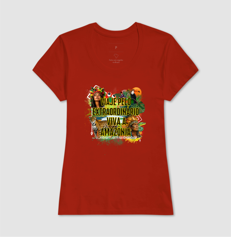 Camiseta Viaje pelo Extraordinario Viva a Amazonia | Onca Tucano Indigena | Colecao Viciados em Viagem - Imagem 14