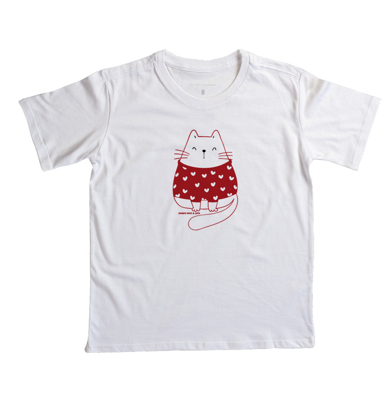 Gata branca de suéter vermelho - Imagem 3