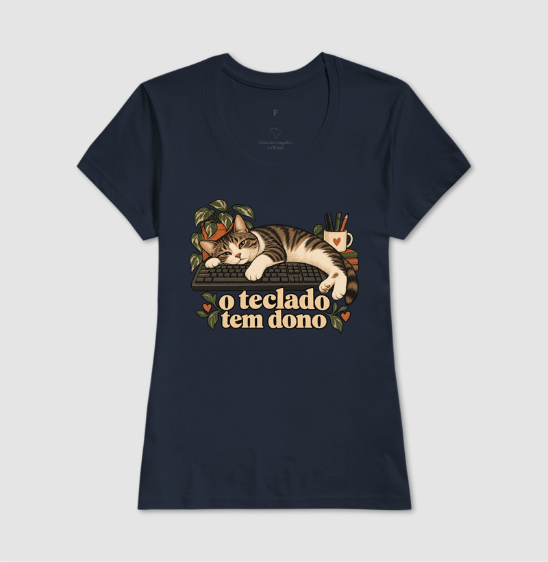Camiseta Gato Home Office "o teclado tem dono" | Pelo & Pano - Imagem 7