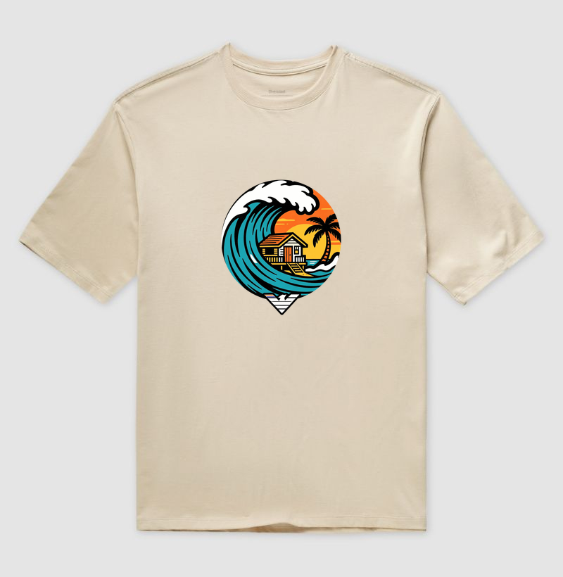 Paraíso no mar - estampa exclusiva.  Sente a brisa, ouça o som das ondas e leve a vibe do paraíso pra onde você for! Mais que uma camiseta - é levar o paraíso com você todo dia. - Imagem 3