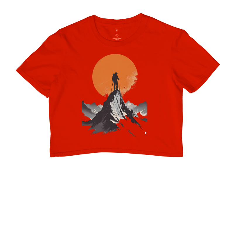 Camiseta Trilheiro no Topo da Montanha | Sol Laranja Silhueta Aventura | Colecao Fashion Travel - Imagem 7