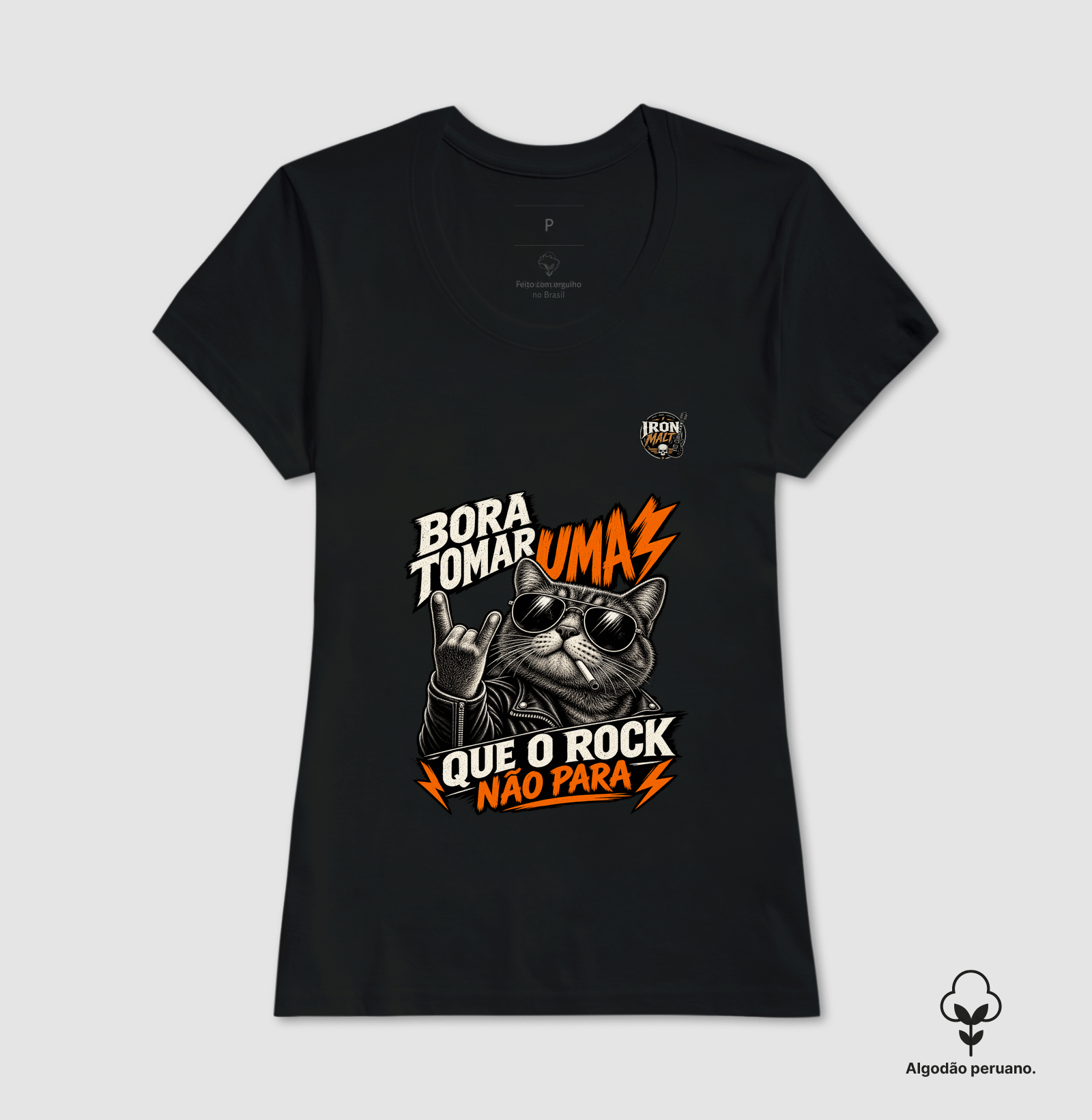 Camiseta Rock Cat – Estampa Gato Rockeiro de Óculos e Jaqueta - Imagem 3