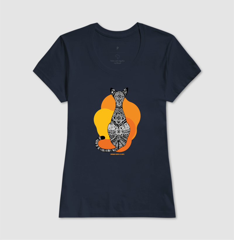 Gata de costas e fundo laranja e amarelo - Imagem 8