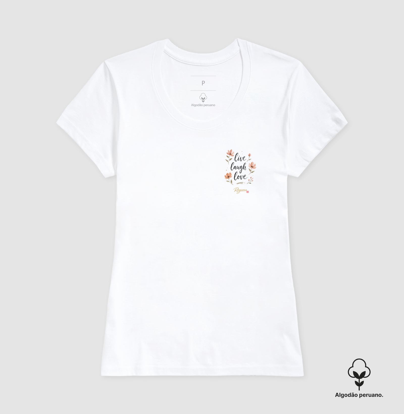 Camiseta Feminina Babylook de Algodão Peruano Live, Laugh, Love - Imagem 7