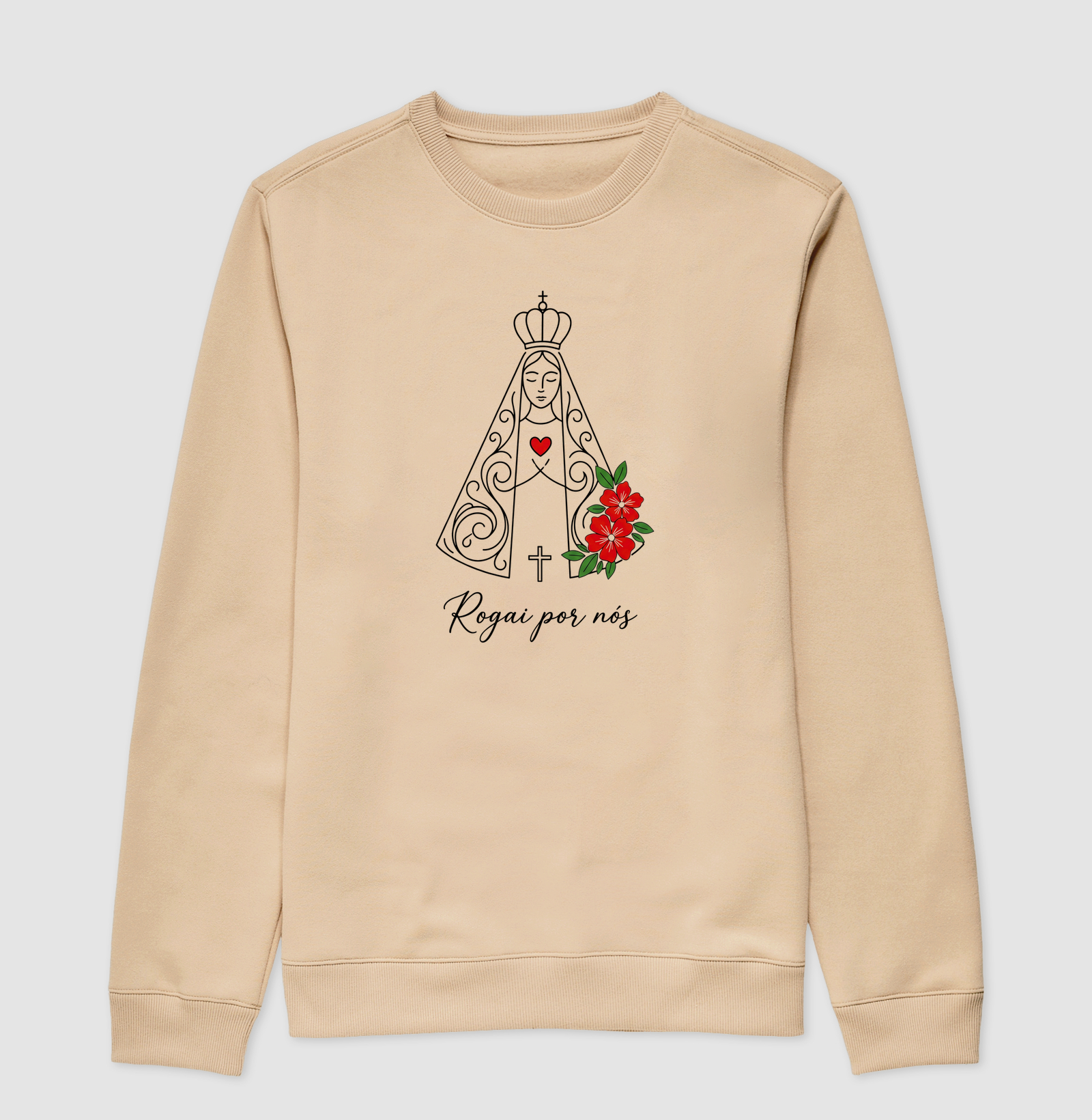 Suéter Moletom sem Capuz Nossa Senhora Aparecida Rosas - Imagem 3