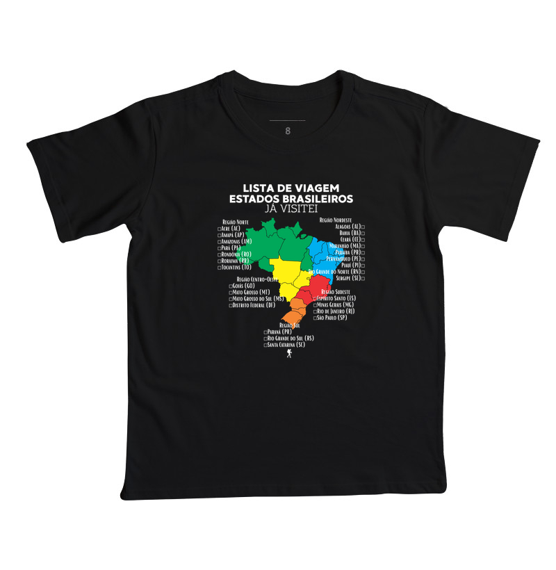 Camiseta Lista de Viagem Estados Brasileiros Ja Visitei | Mapa Brasil Auto Personalizavel | Colecao Personalizaveis - Imagem 3