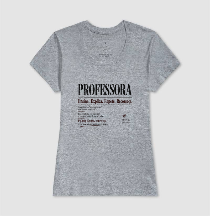 Camiseta Feminina Algodão Definição Professora Estampa Docente  - Imagem 9