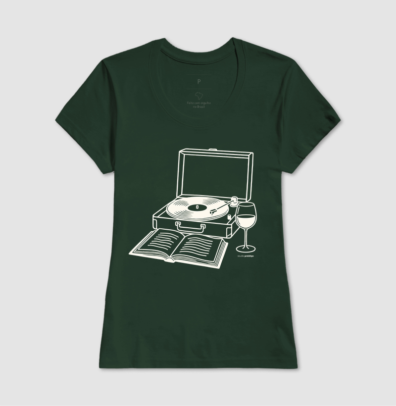 Camiseta Vinil, Livro e Vinho (estampa G) - Imagem 13