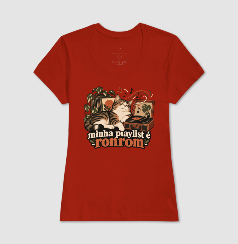Camiseta Gato Música "minha playlist é ronrom" | Pelo & Pano - Imagem 11