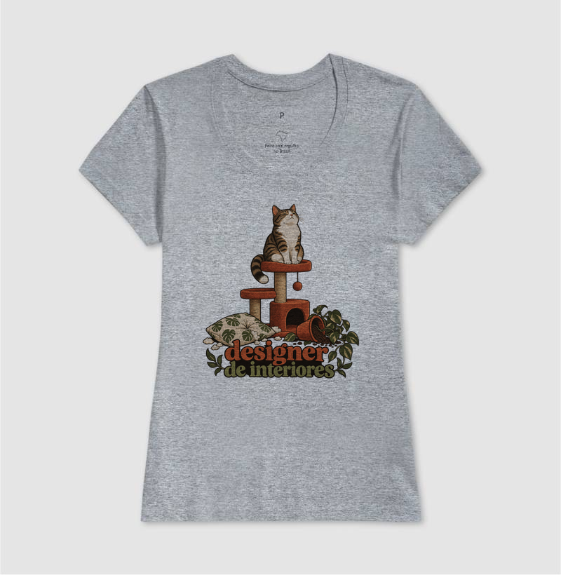 Camiseta Gato Humor "designer de interiores" | Pelo & Pano - Imagem 9