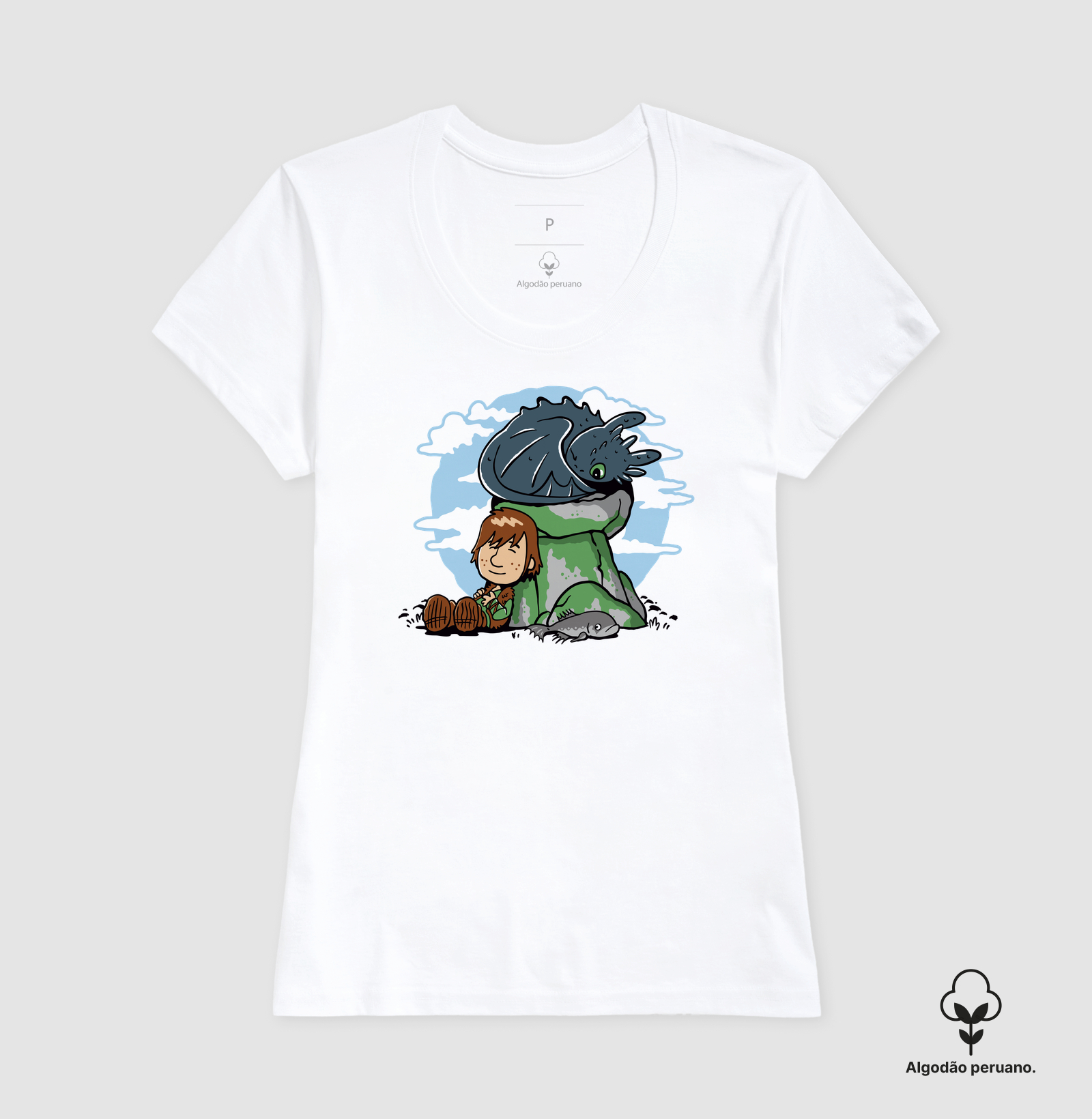 Camiseta Algodão Peruano Relaxando com meu Dragão - Imagem 6