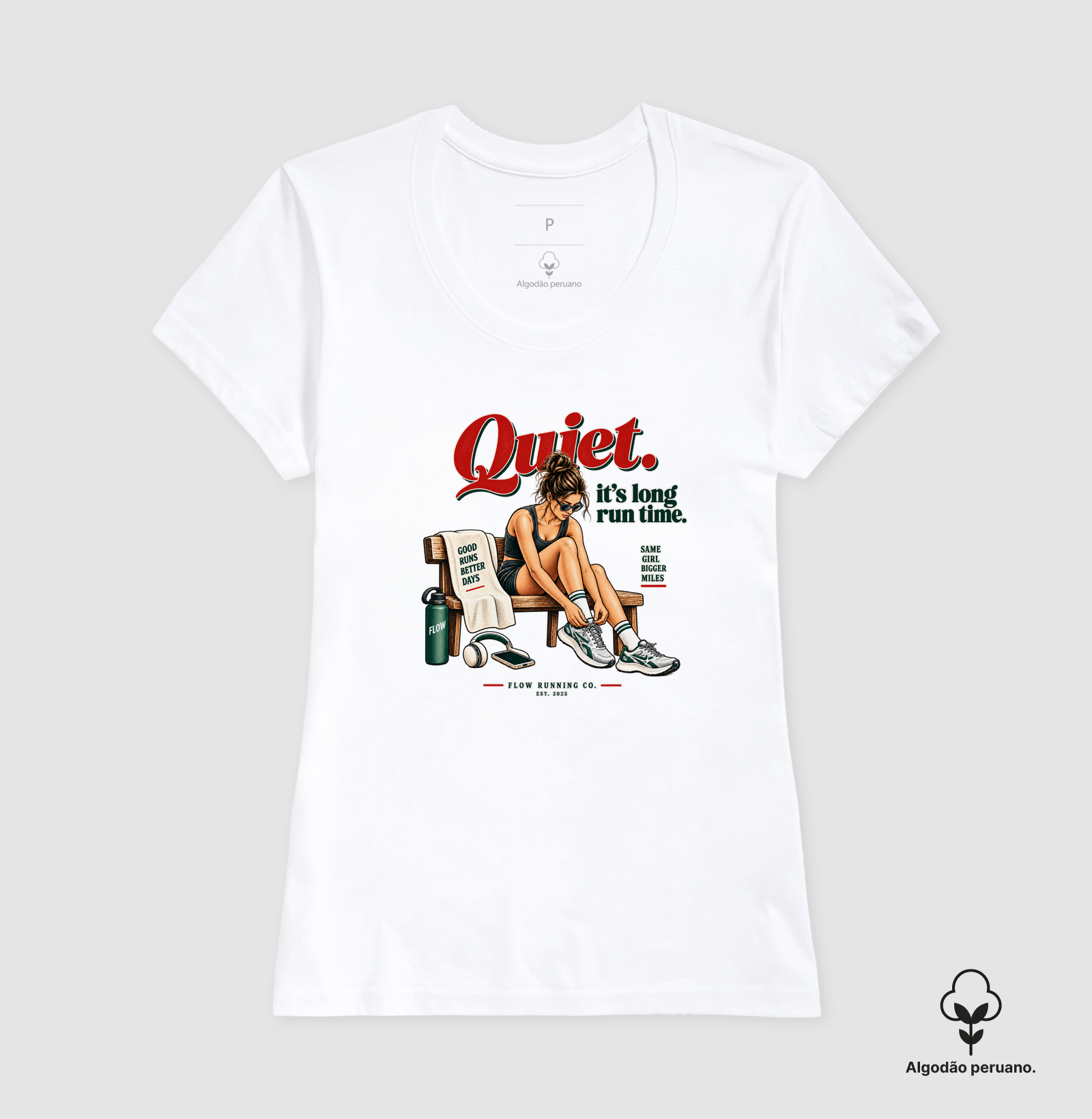 Camiseta Algodão Peruano Corrida - Quiet, It's Long Run Time - Imagem 4