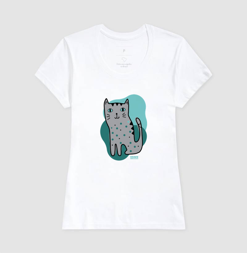 Desenho de gato cinza com fundo verde - Imagem 6