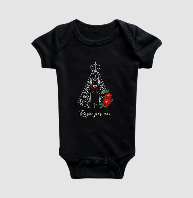 Body Infantil Nossa Senhora Aparecida Rosas - Imagem 2