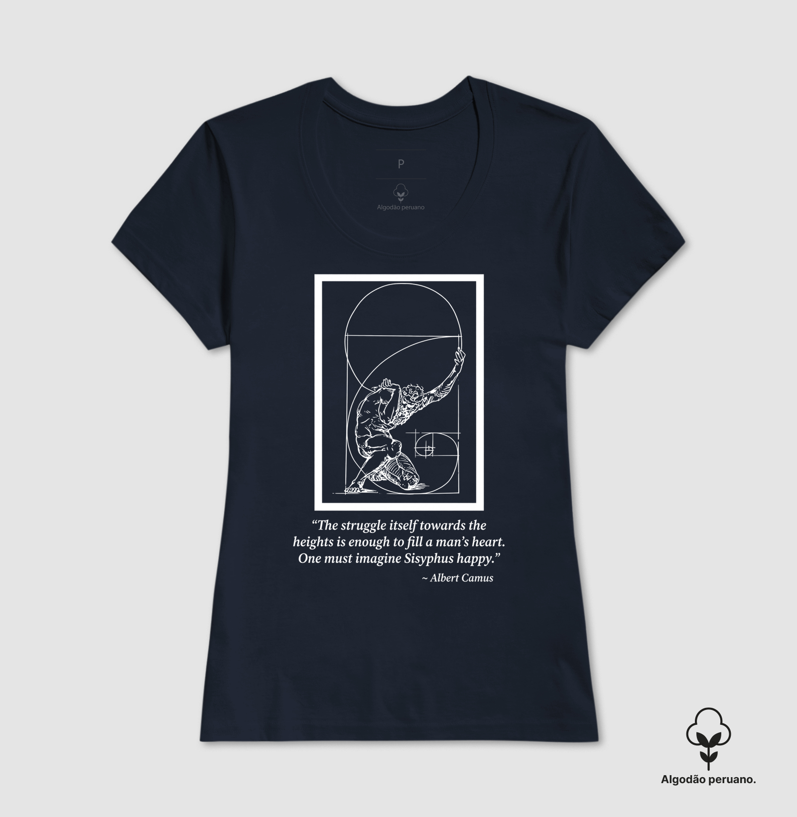 Camiseta Filosofia Mito de Sísifo Albert Camus Algodão Peruano  - Imagem 5