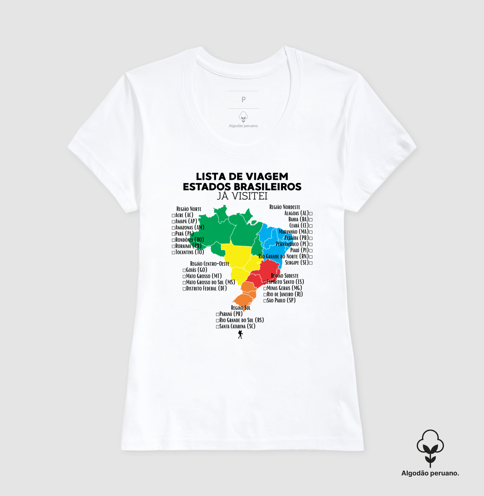 Camiseta Lista de Viagem Estados Brasileiros Ja Visitei | Mapa Brasil Auto Personalizavel | Colecao Personalizaveis - Imagem 4