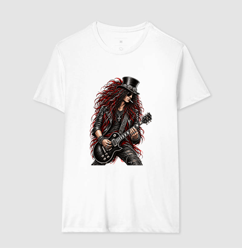 Camiseta Rock Guitarrista Vintage – Estampa Line Art Rebelde - Imagem 4