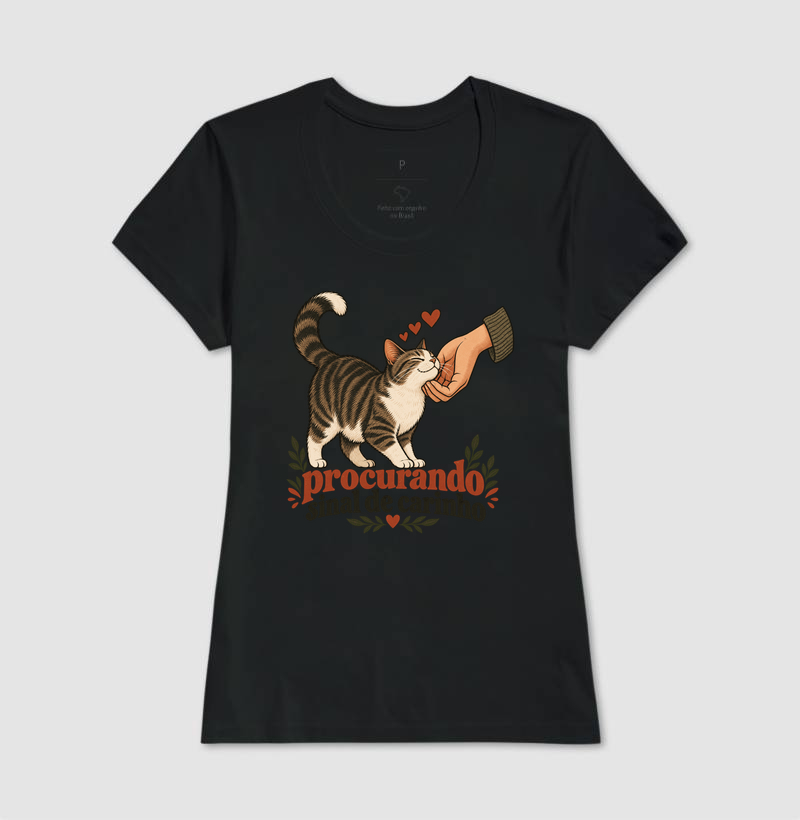 Camiseta Gato Carinho "procurando sinal de carinho" | Pelo & Pano - Imagem 3