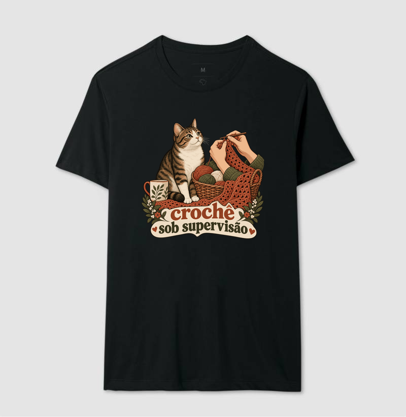 Camiseta Gato Crochê "crochê sob supervisão" | Pelo & Pano - Imagem 2