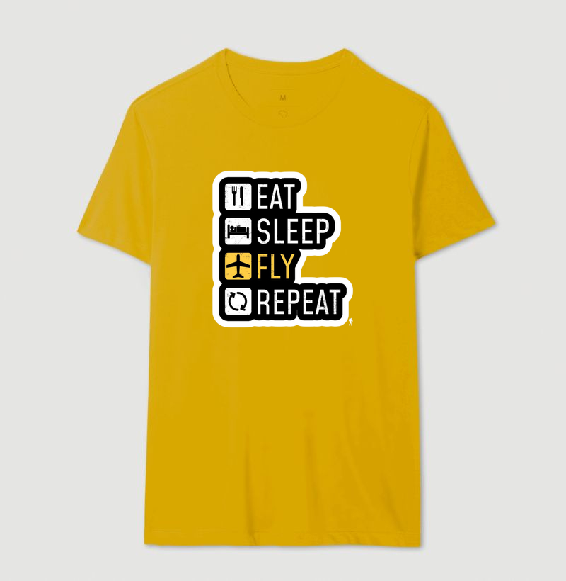 Camiseta Eat Sleep Fly Repeat | Rotina do Viajante Viciado | Colecao Viciados em Viagem - Imagem 17