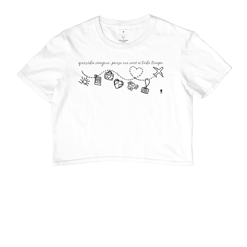 Camiseta Querida Viagem Penso em Voce a Todo Tempo | Caligrafia Minimalista Viagem | Colecao Viciados em Viagem - Imagem 3