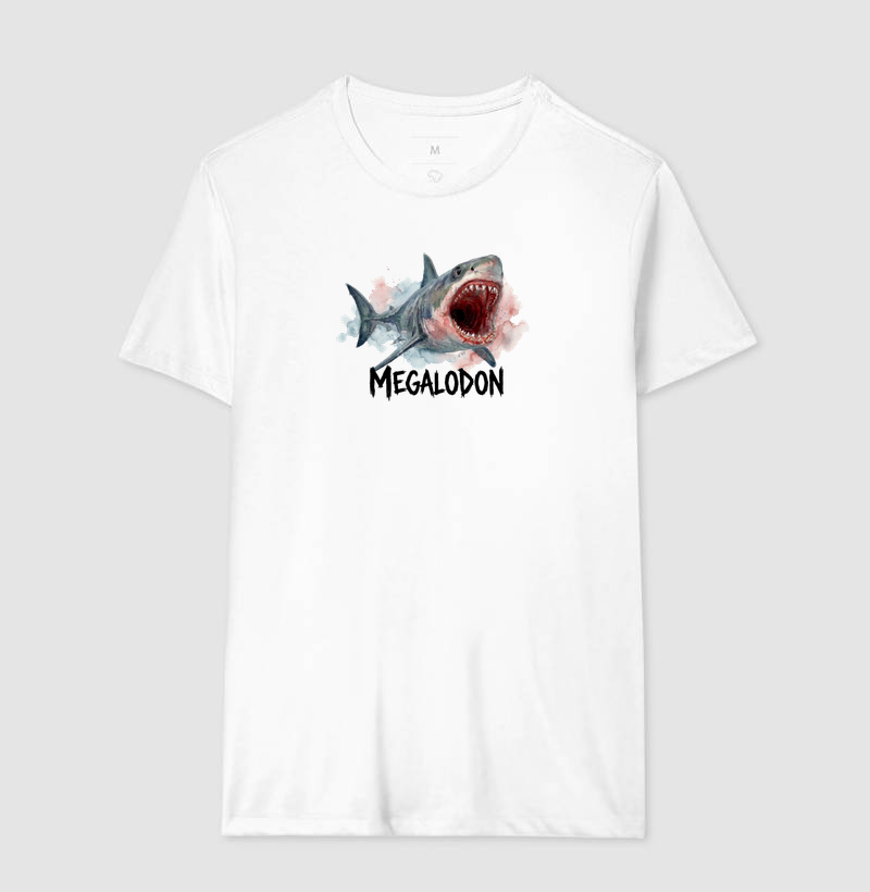  Camiseta Tubarão Megalodon Ataque Algodão Premium Dinoloco  - Imagem 2