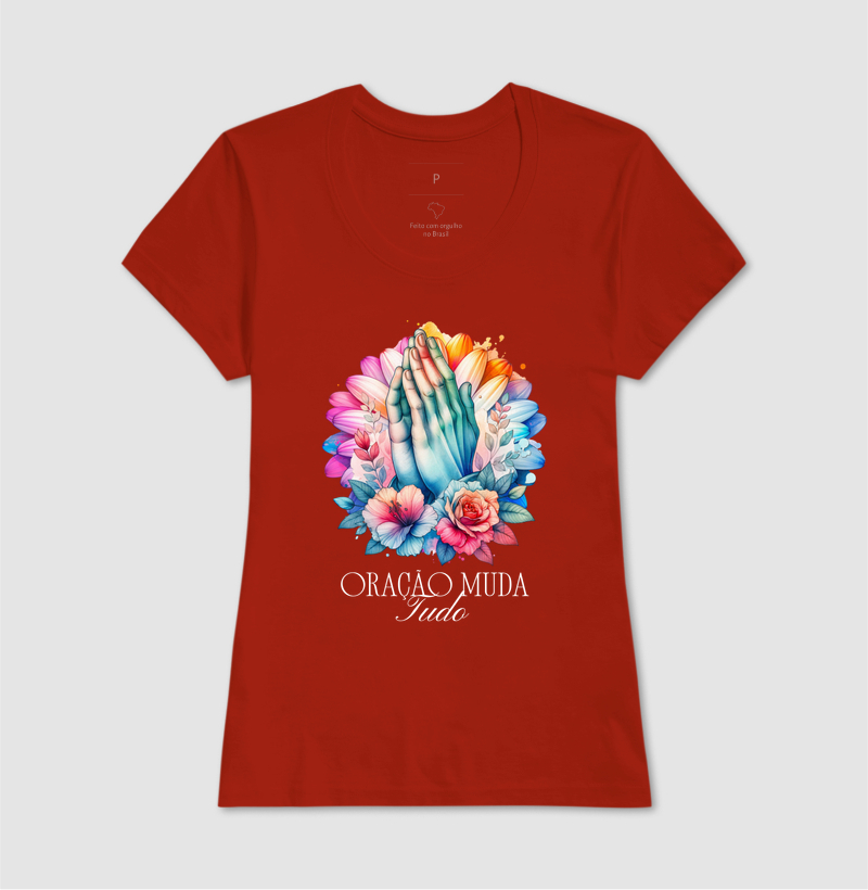 Camiseta Feminina Acinturada Oração Muda Tudo - Imagem 6
