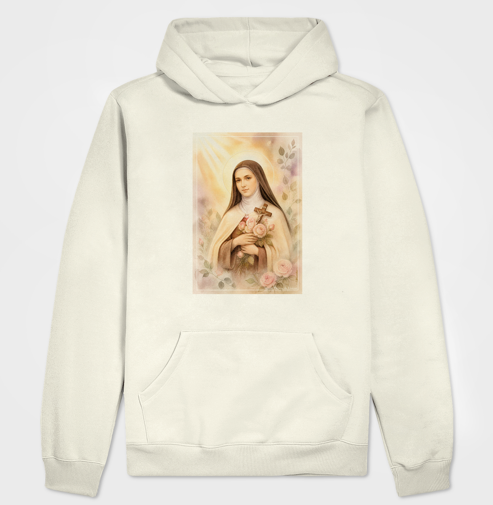 Santa Teresinha do Menino Jesus - Arte em Aquarela com Rosas - Imagem 3