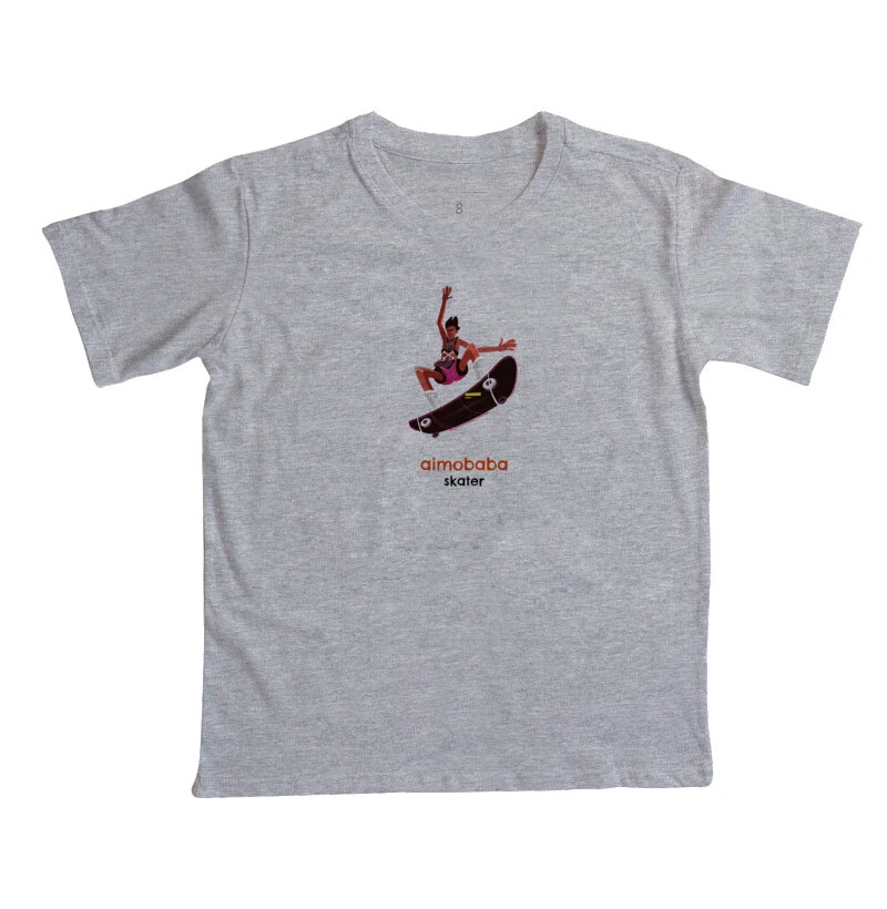 Camiseta Aimobaba Skater infantil cinza mescla