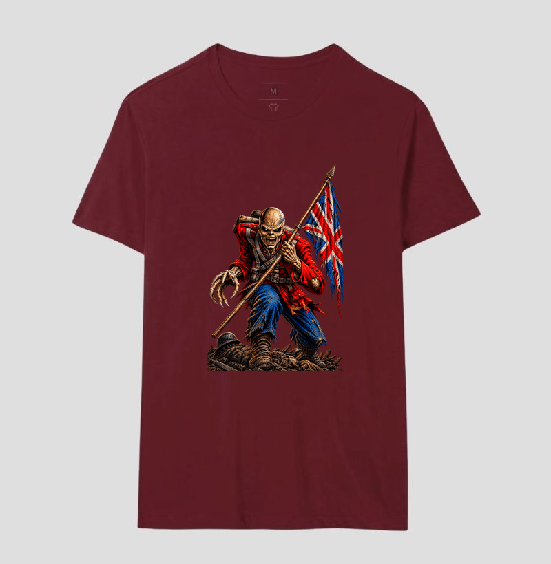 Camiseta Heavy Metal Caveira Soldado Britânico – Estampa Rock Dark Iron Maiden - Imagem 14