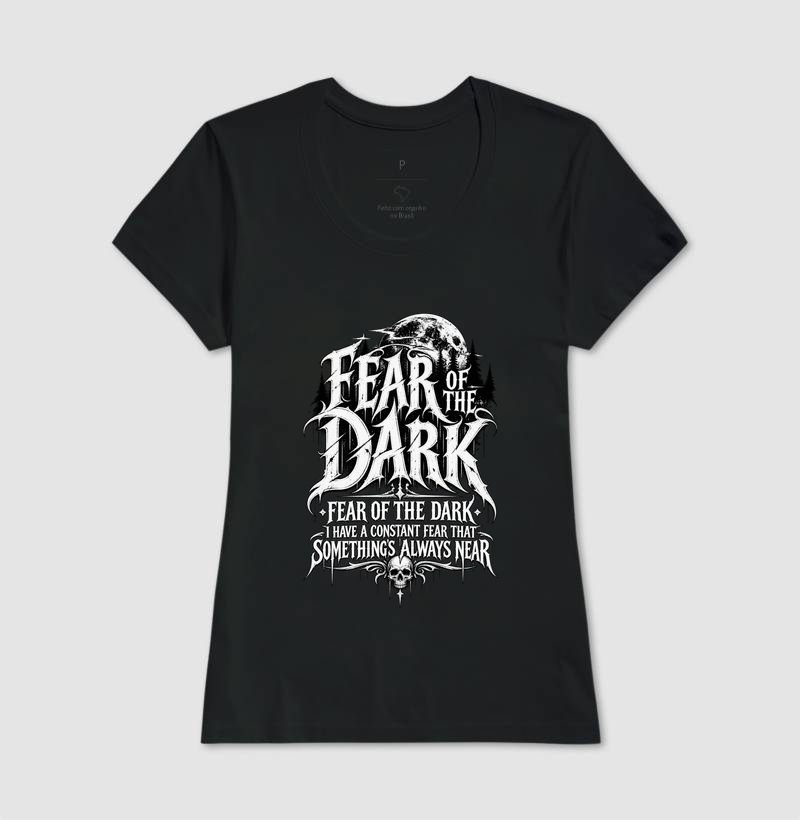 Camiseta Fear of the Dark – Estampa Gótica Heavy Metal - Imagem 3