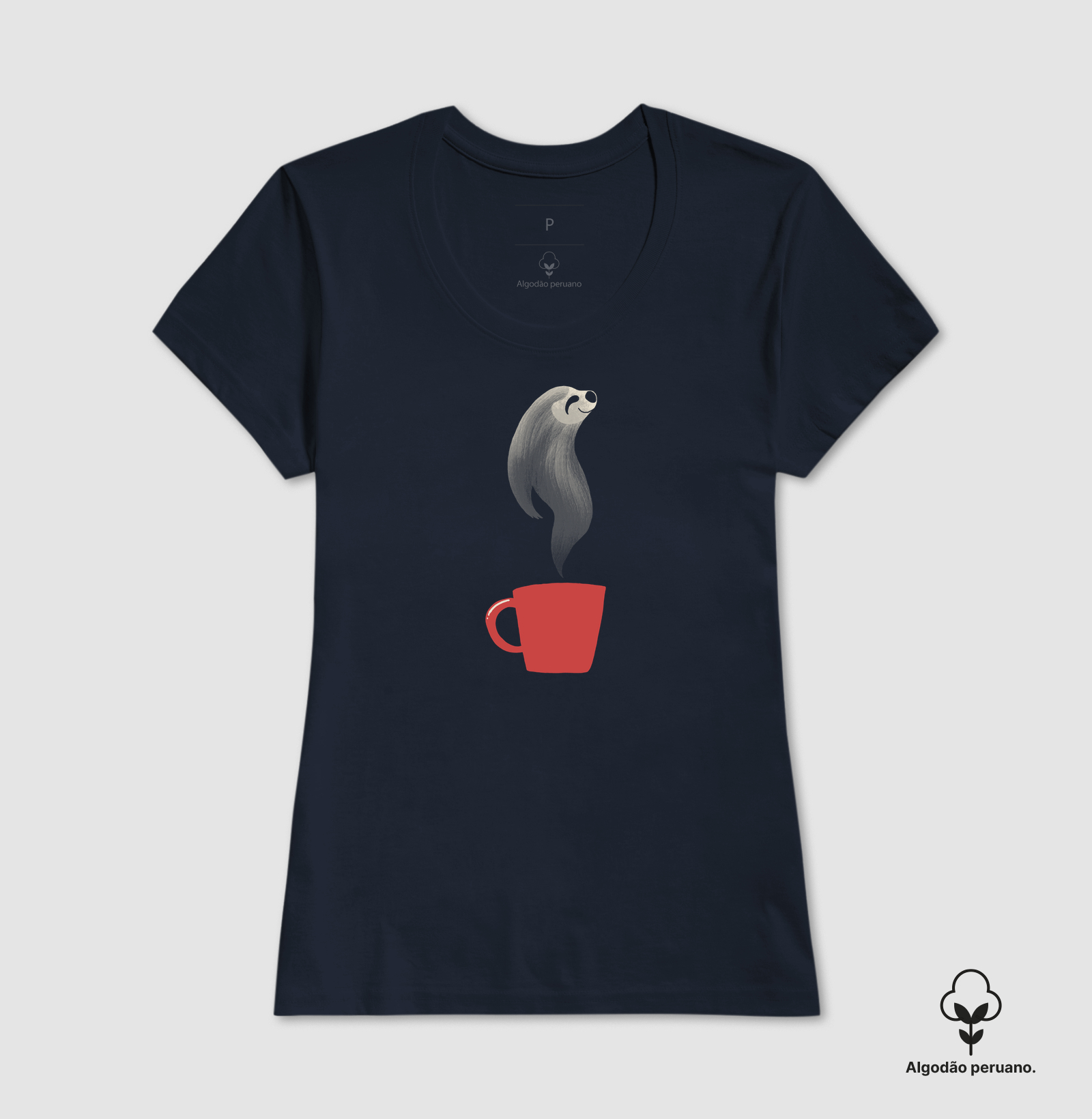 Camiseta Algodão Peruano Café Preguiça - Imagem 5