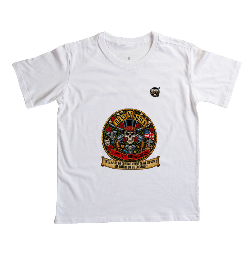 Camiseta Guns N’ Roses Caveira, Rosas e Revólveres - Imagem 2