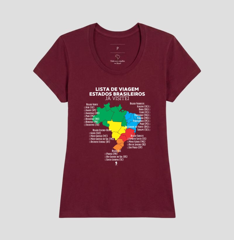 Camiseta Lista de Viagem Estados Brasileiros Ja Visitei | Mapa Brasil Auto Personalizavel | Colecao Personalizaveis - Imagem 22