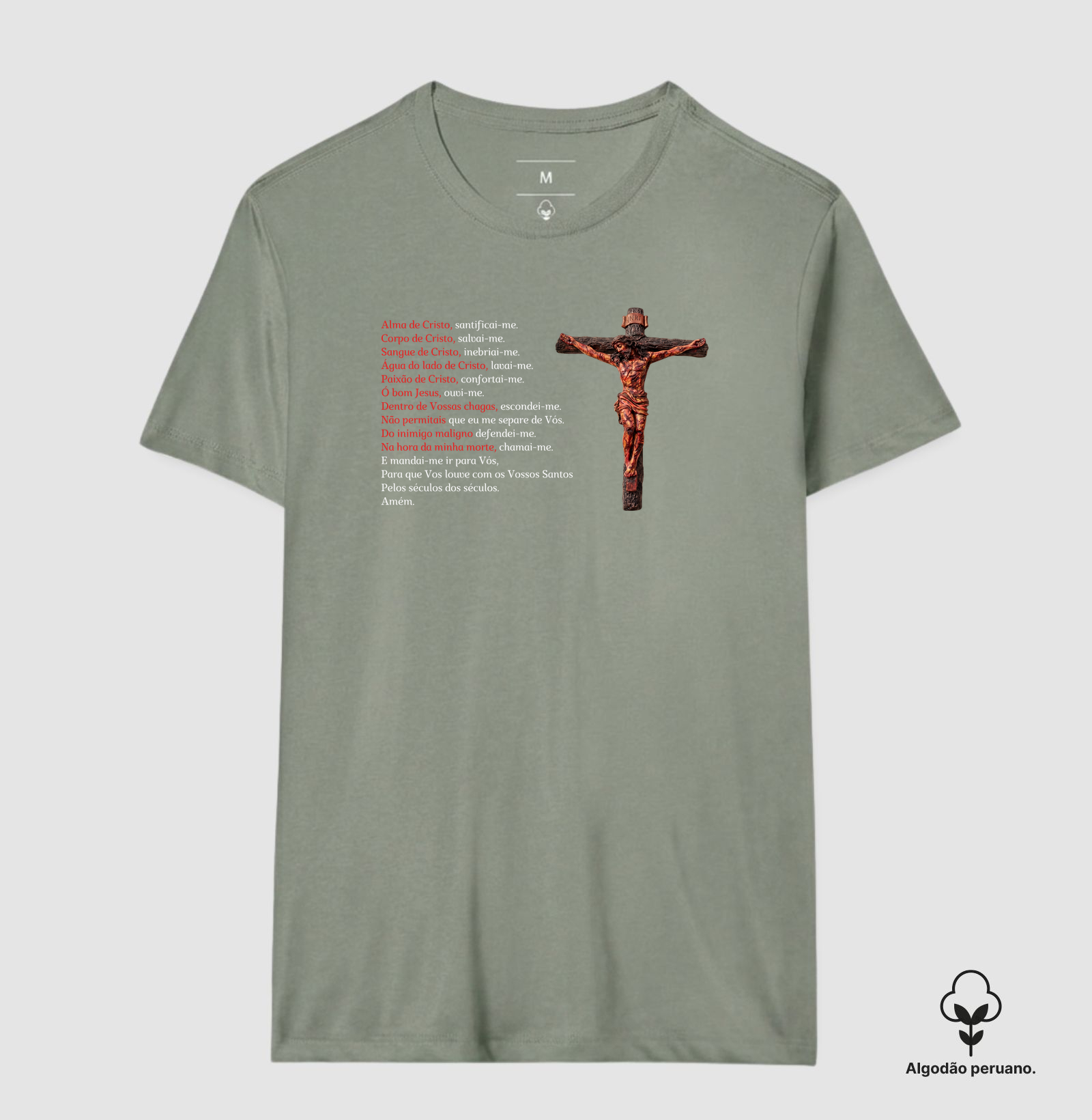 Camiseta Algodão Peruano Oração Alma de Cristo - Imagem 8