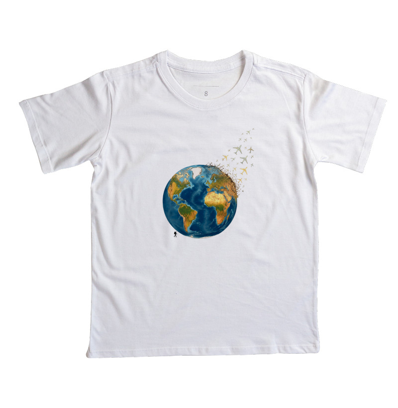 Camiseta Globo Terrestre Avioes Dispersos | Arte 3D Viagem Mundo | Colecao Viciados em Viagem - Imagem 5