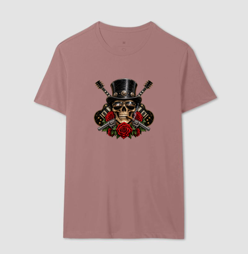 Camiseta Rock Skull com Guitarras, Rosas e Caveira – Estilo Rock’n’Roll - Imagem 16