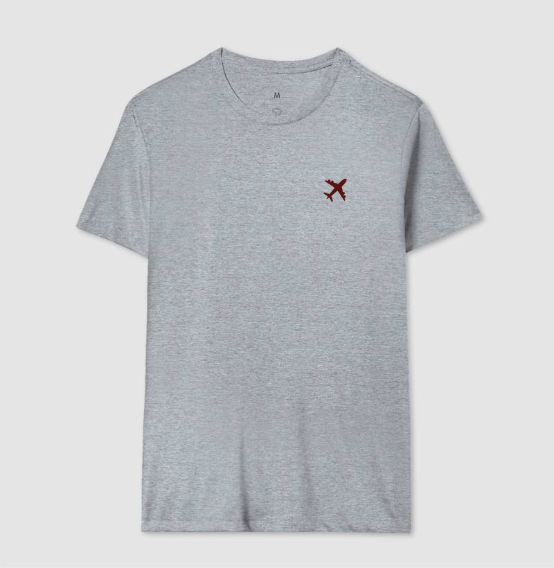 Camiseta Minimalista com detalhe de Avião vermelho escuro - Imagem 8