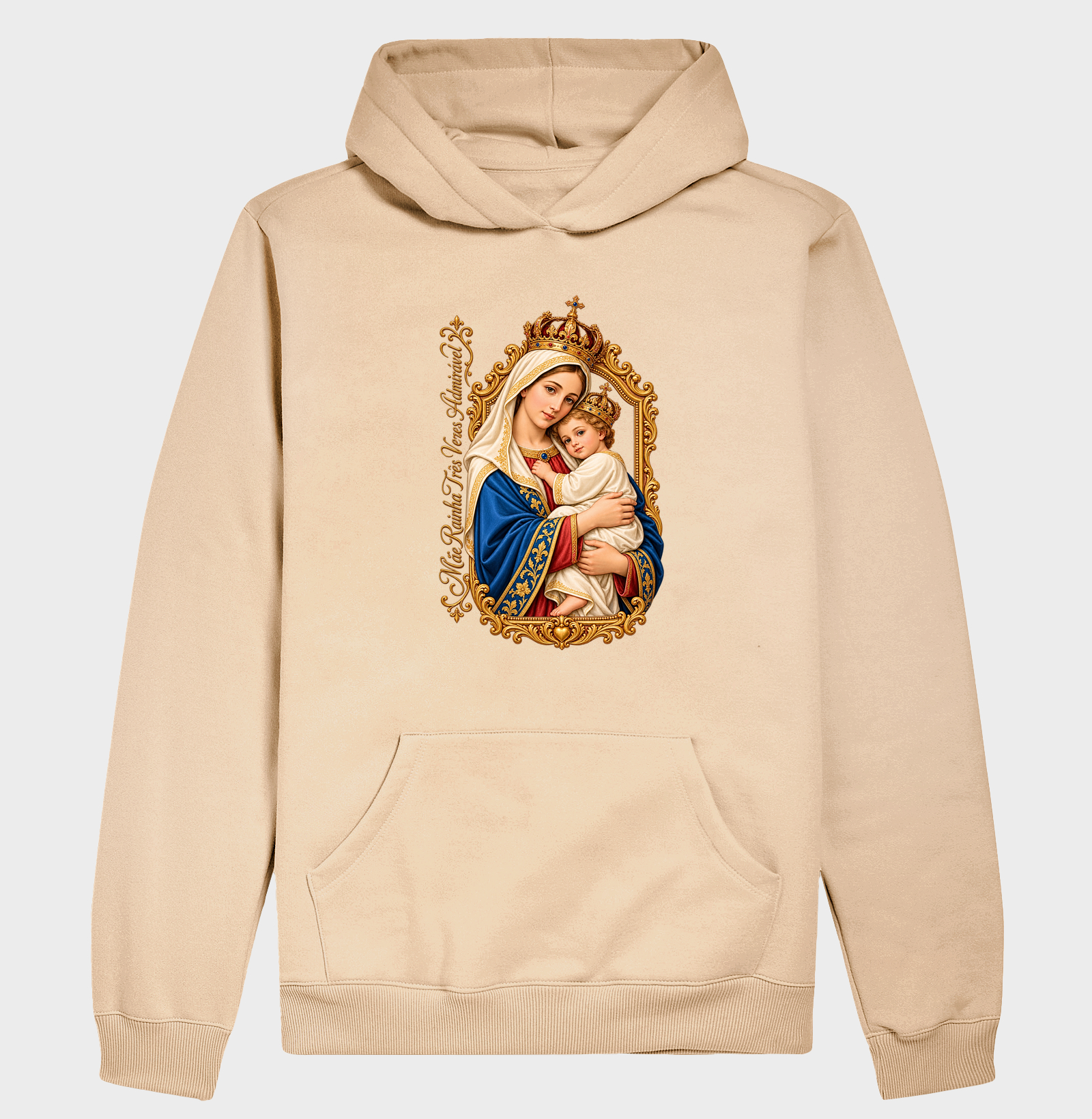 Camiseta Mãe Rainha Três Vezes Admirável Com Menino Jesus - Imagem 5