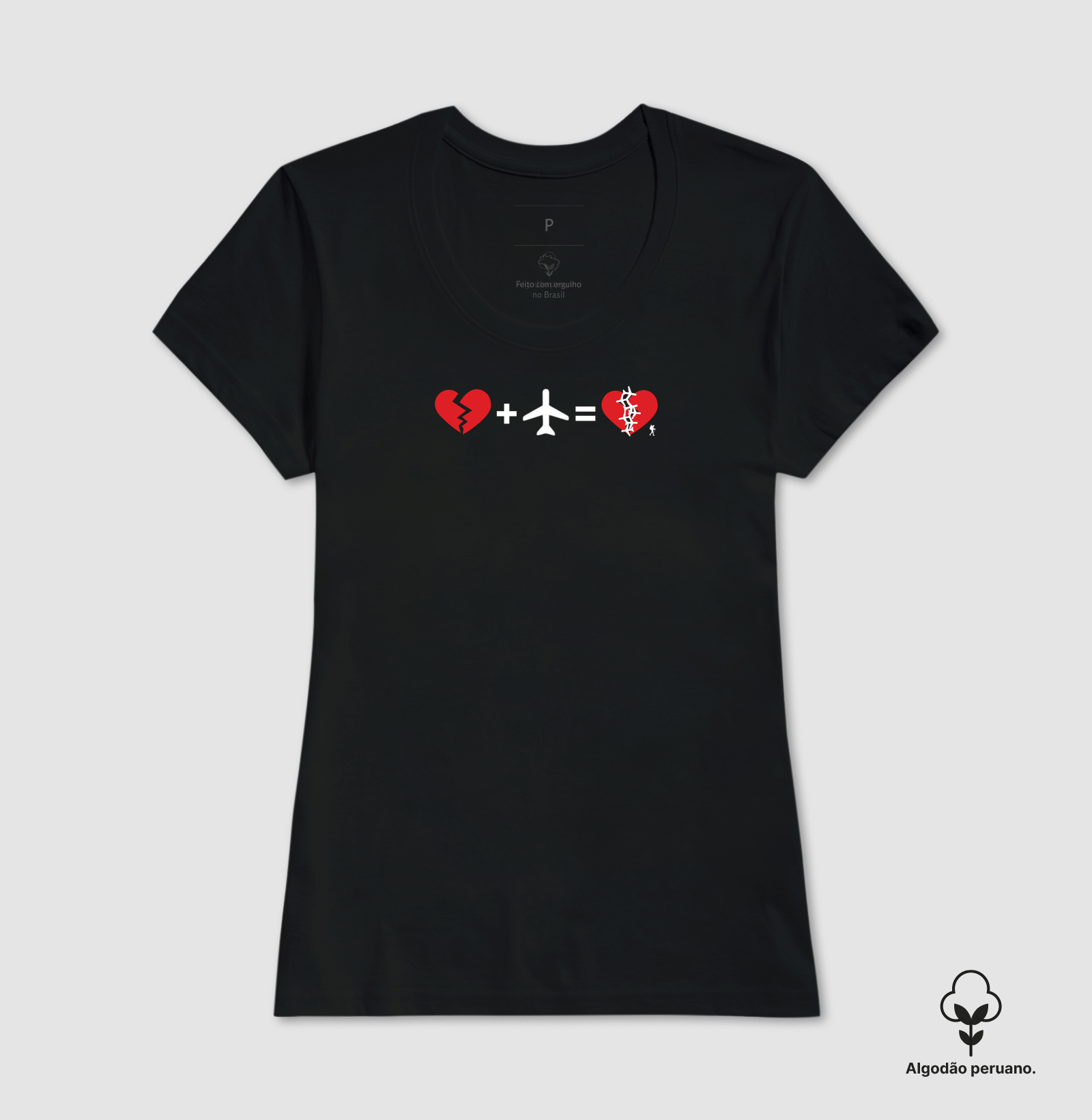 Camiseta Coracao Partido Mais Aviao Igual Coracao Curado | Equacao Viagem Humor | Colecao Viciados em Viagem - Imagem 5
