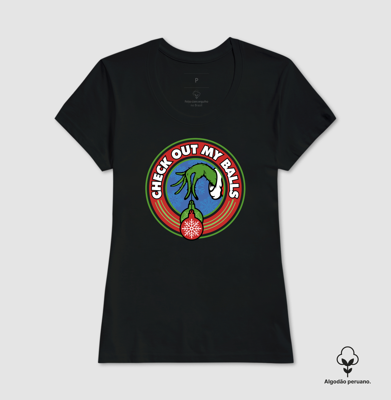 Camiseta Algodão Peruano Grinch Olha as Minhas Bolas - Imagem 3
