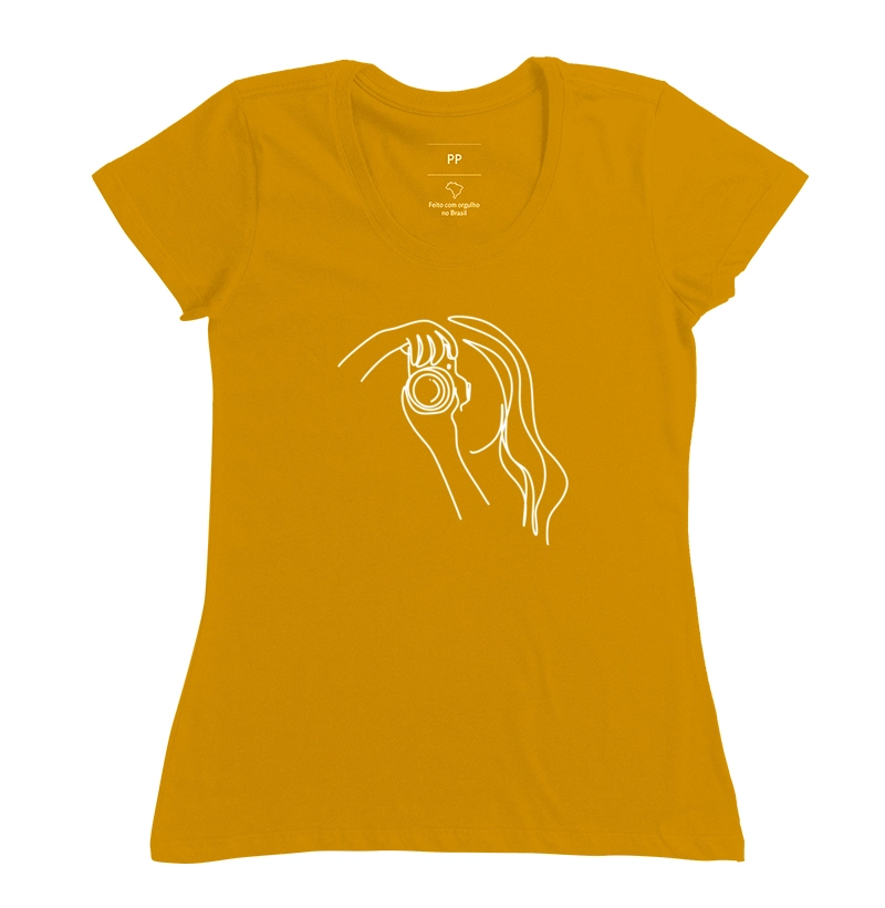 Camiseta feminina mulher fotografando - Imagem 8