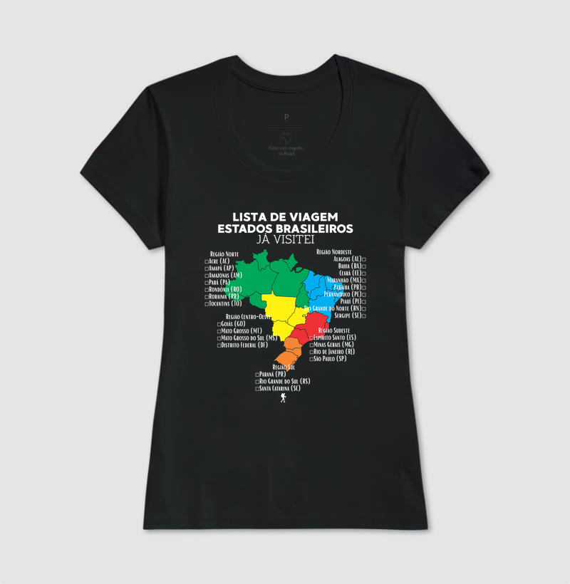 Camiseta Lista de Viagem Estados Brasileiros Ja Visitei | Mapa Brasil Auto Personalizavel | Colecao Personalizaveis - Imagem 6