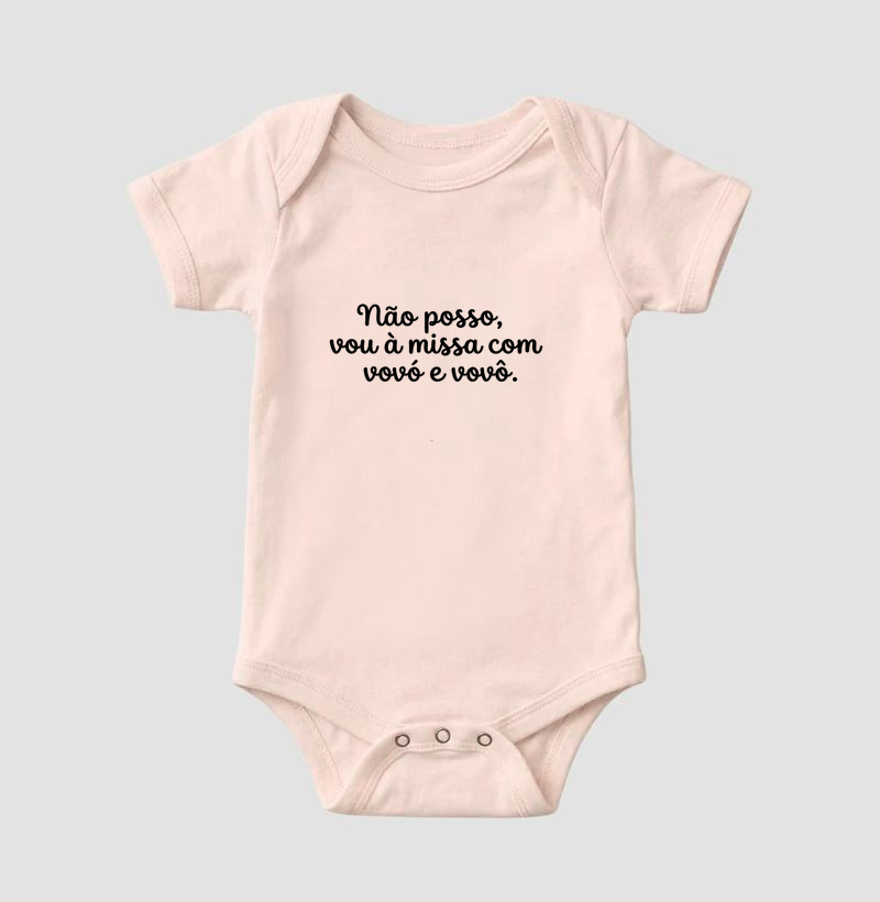Não posso, Vou à Missa com Vovó e Vovô - Body Infantil - Imagem 3