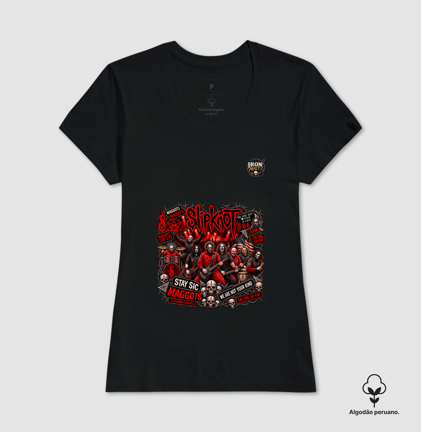 Camiseta Nu Metal Rock com Estampa Slipknot, Skull e Visual Dark - Imagem 3