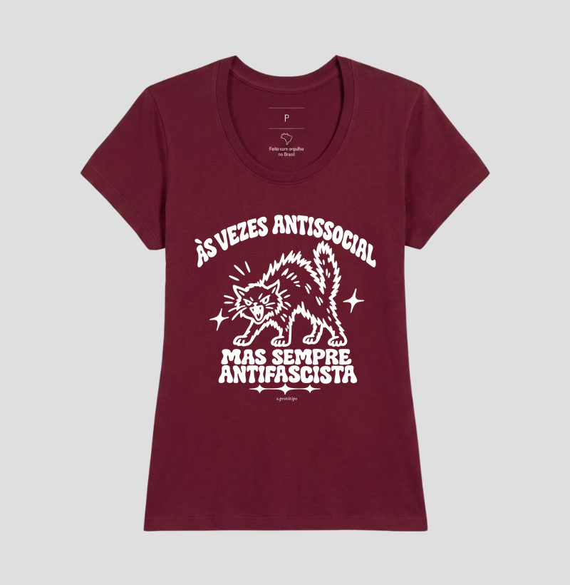 Camiseta Às Vezes Antissocial, Mas Sempre Antifascista (a virada) - Imagem 17