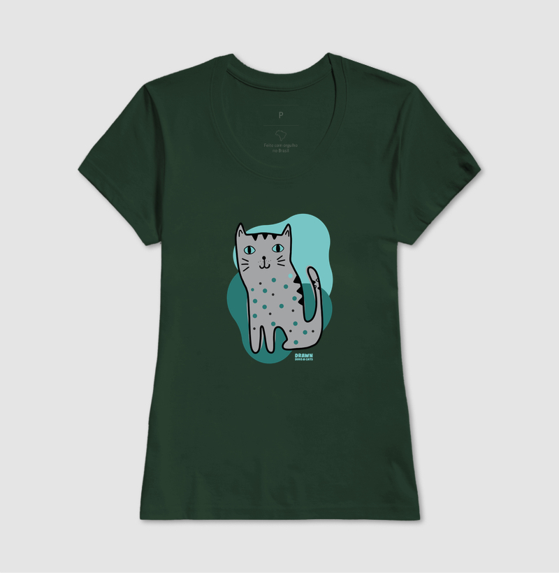 Desenho de gato cinza com fundo verde - Imagem 14