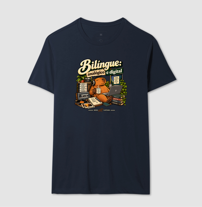 BILÍNGUE, ANALÓGICO E DIGITAL - Modo Capivara - Camiseta - Imagem 8