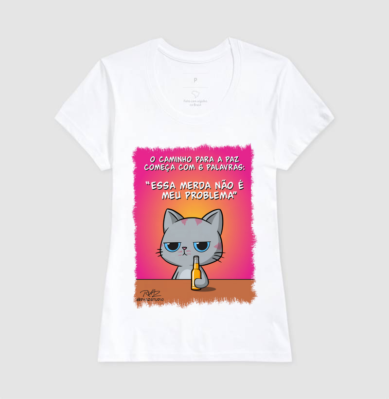 Camiseta Gato Sincero Problema - Imagem 5